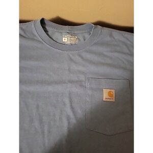 Carhartt Shirt unisex Medium Light Blue Loose Fit Pocket Tee Workwear K87 M